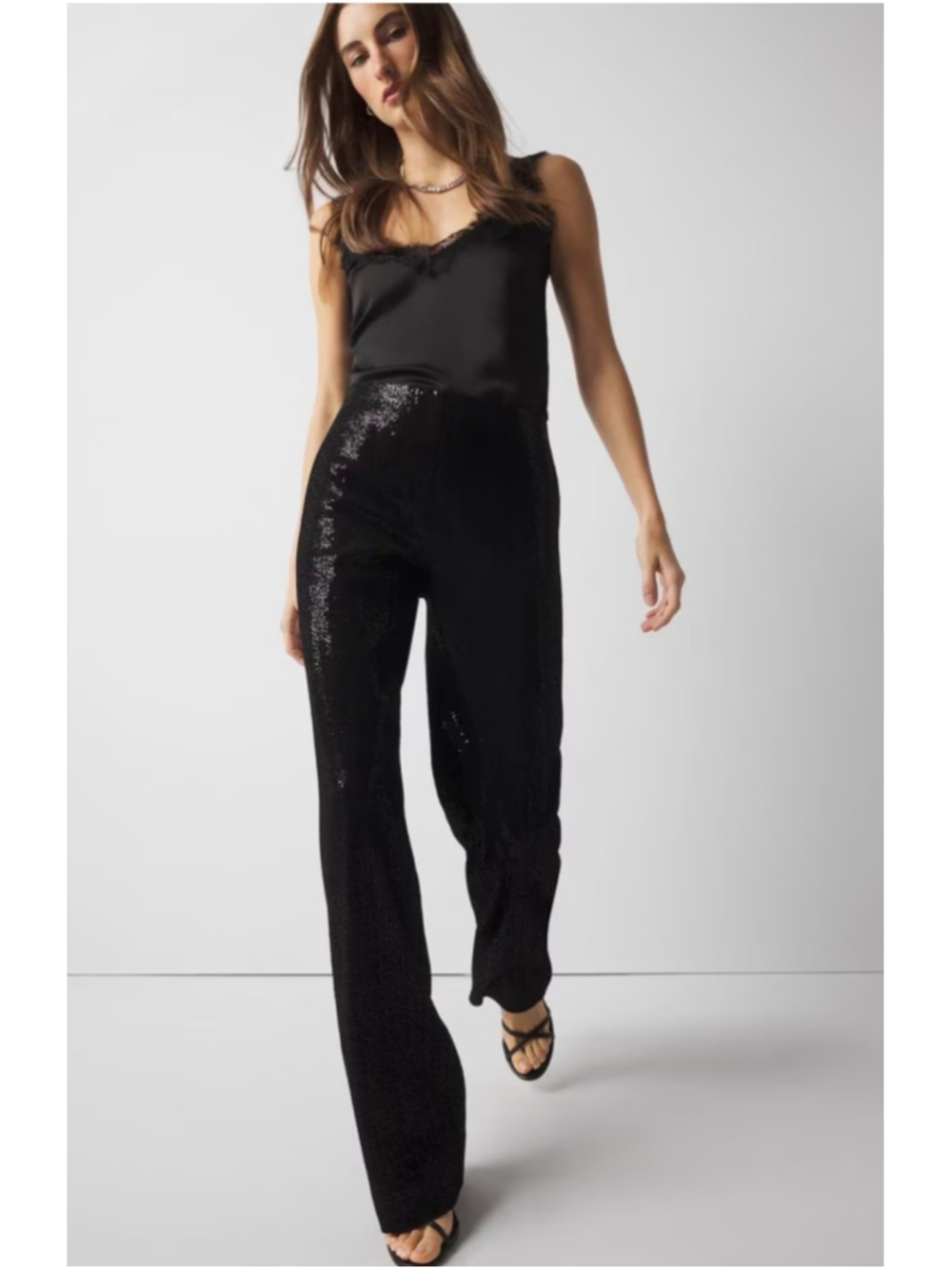 Vintage Black Market Sequin Wide Leg Trousers Pants Size 6